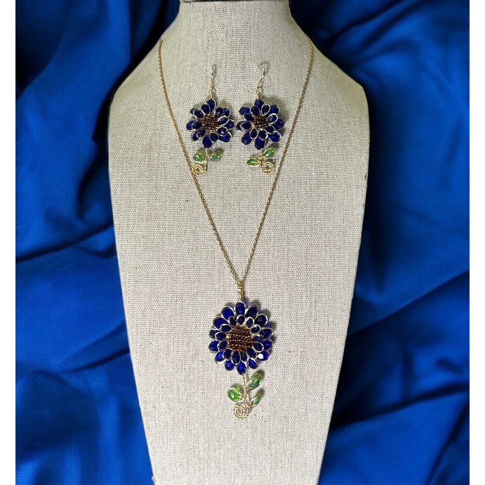 Joyeria Color azul/Girasol/sunflower charm/Regalo Original/girasol blue